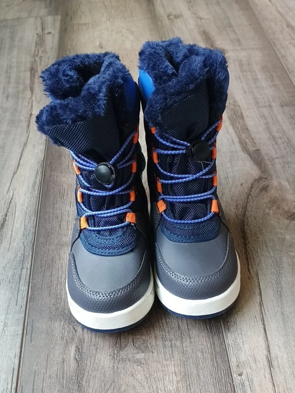 wonder nation Navy Blue and Gray Kids Snow Boots